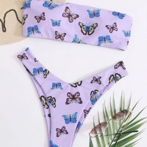 Random Butterfly Bandeau Bikini Swimsuit